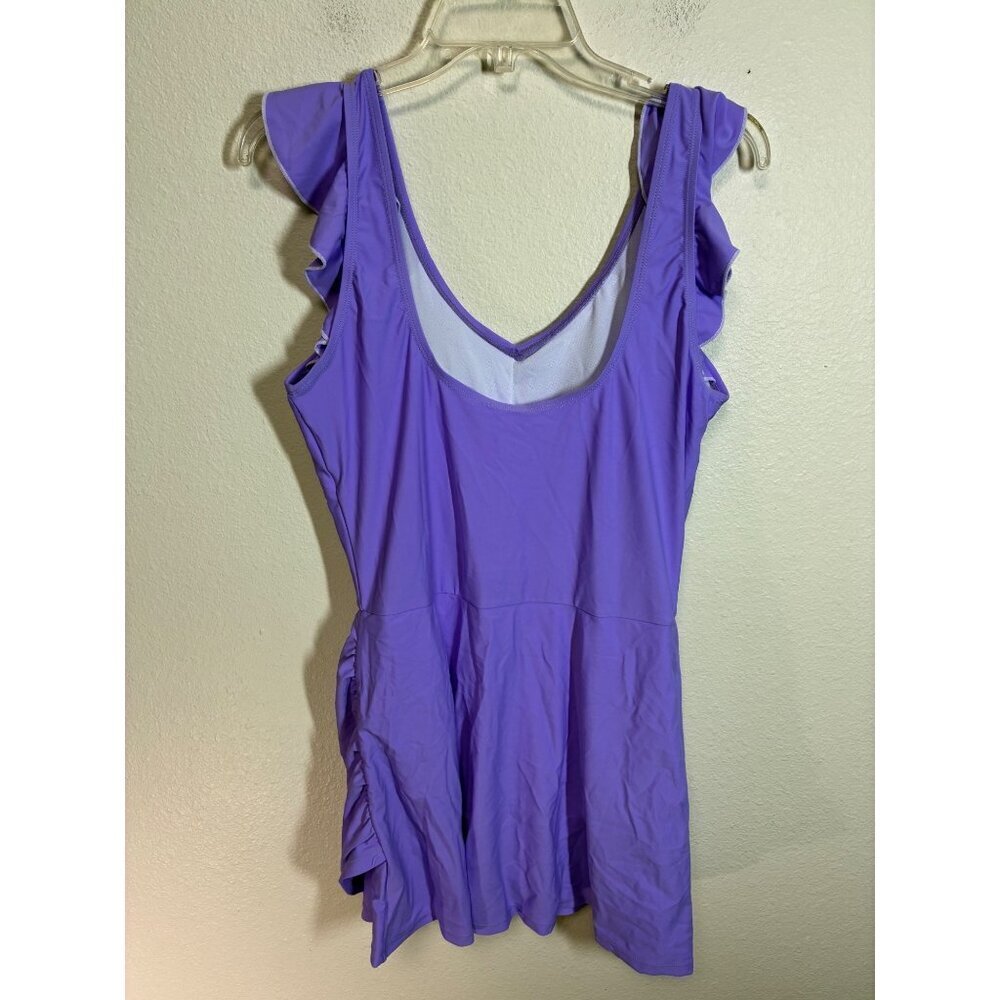 NWOT Cute One Piece Swim Dress Boho Summer Beach Vacation Purple Size Small - Picture 2 of 4